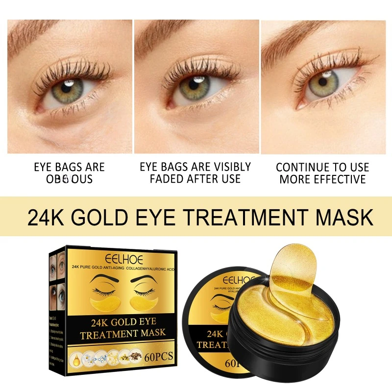 24K Gold Eye Mask Lifting Firming Dilute Eye Bags Fine Lines remover Dark Circles Wrinkle Moisturizing brighten Eye Care patch