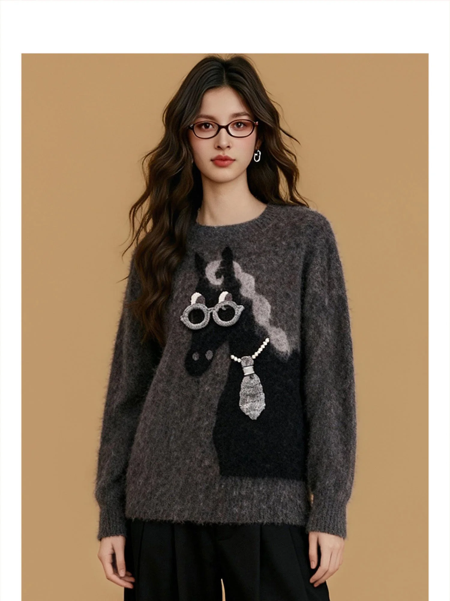 

Forever 2 Cisas Sweater Festive Chinese Zodiac Year Women's Knittedwear Casual Sle Long Sve round Ne Regula...