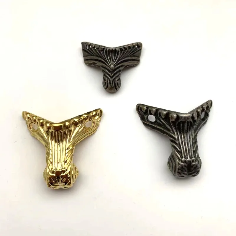 4pcs Jewelry Chest Wood Box Gift Wine Case Decorative Feet Leg Corner Protector Support Bracket with screws Golden Silver Bronze