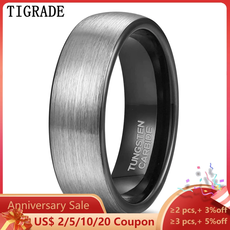 

Классическое матовое мужское кольцо Tigrade 4/6/8 мм, кольцо из карбида вольфрама, мужское кольцо, обручальное мужское кольцо