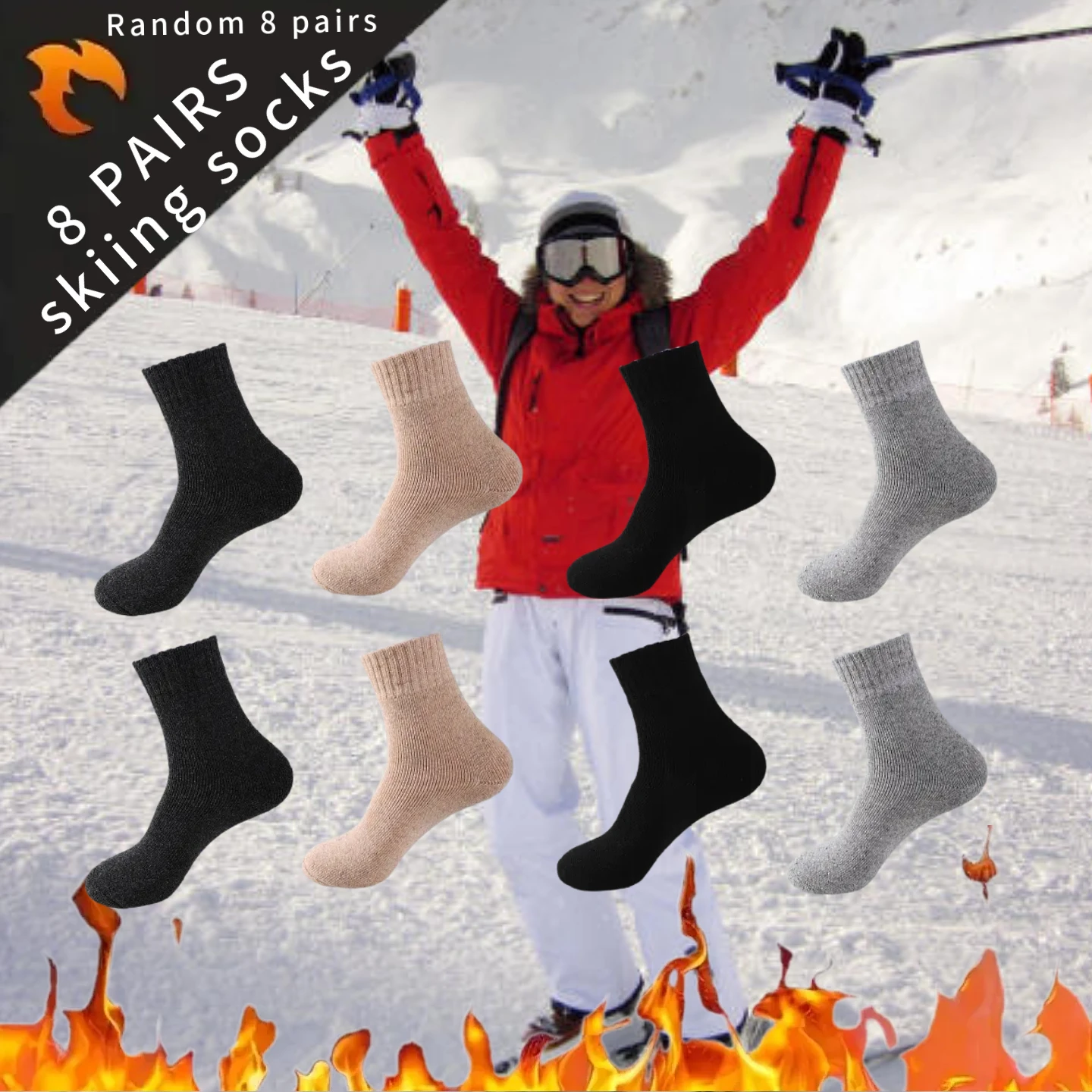 8/4/1 Double Stocking Children's Autumn and Winter Collection Solid Color Woolen Circle Middle Tube Socks Ins Trendy Versatile