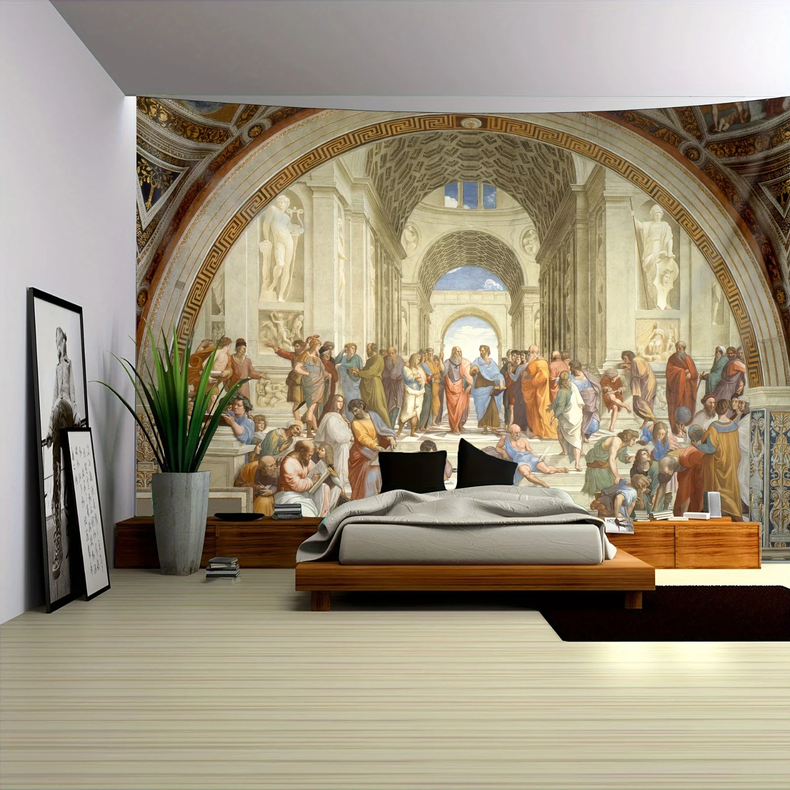 Luxury Classical Renaissance Fresco Wall Mural Tapestry Wallpaper Large Size Baroque Art Decor Printing Polyester Home Interior