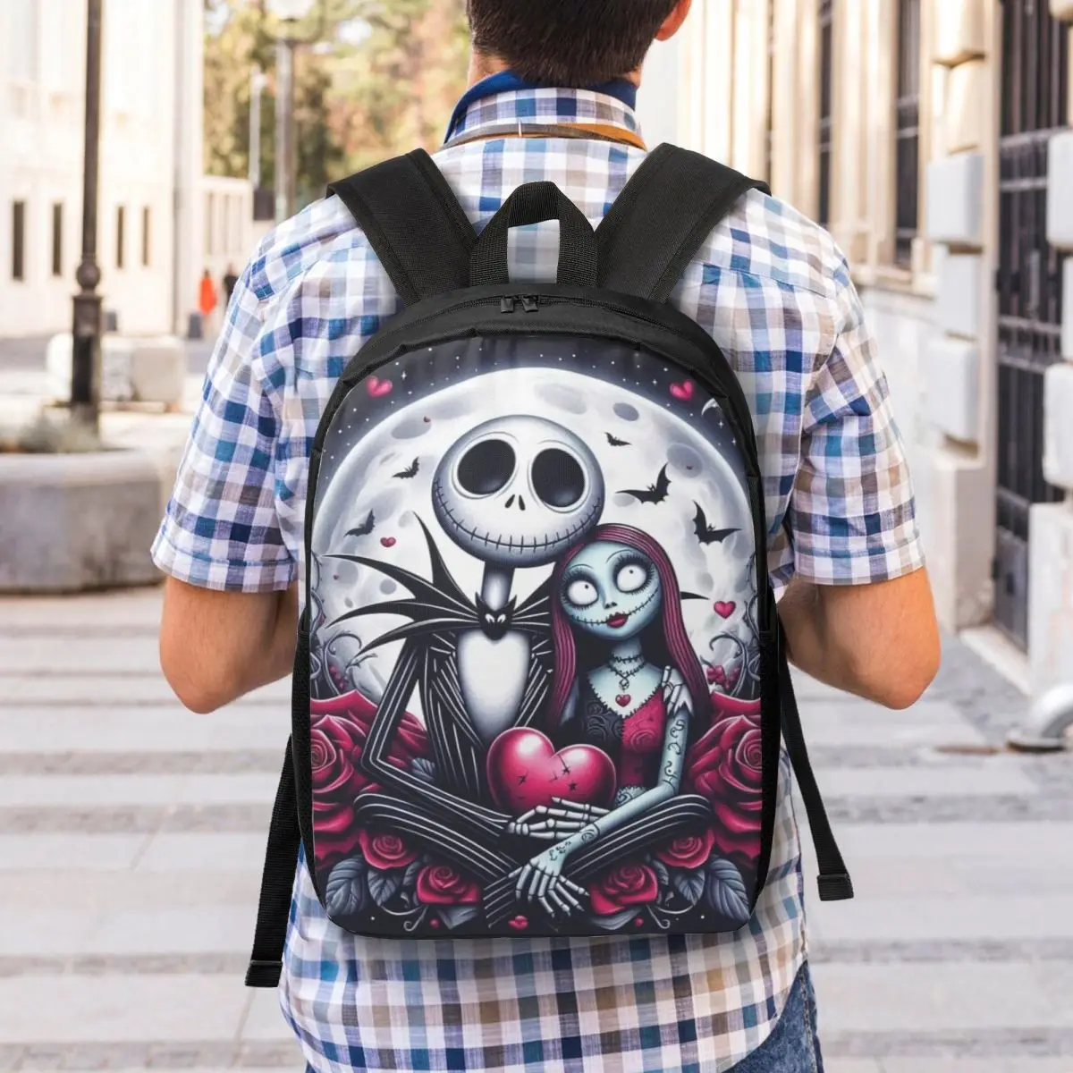 Custom Halloween Nightmare Before Christmas Backpack Jack Skellington School College Travel Bags Bookbag Fits 15 Inch Laptop