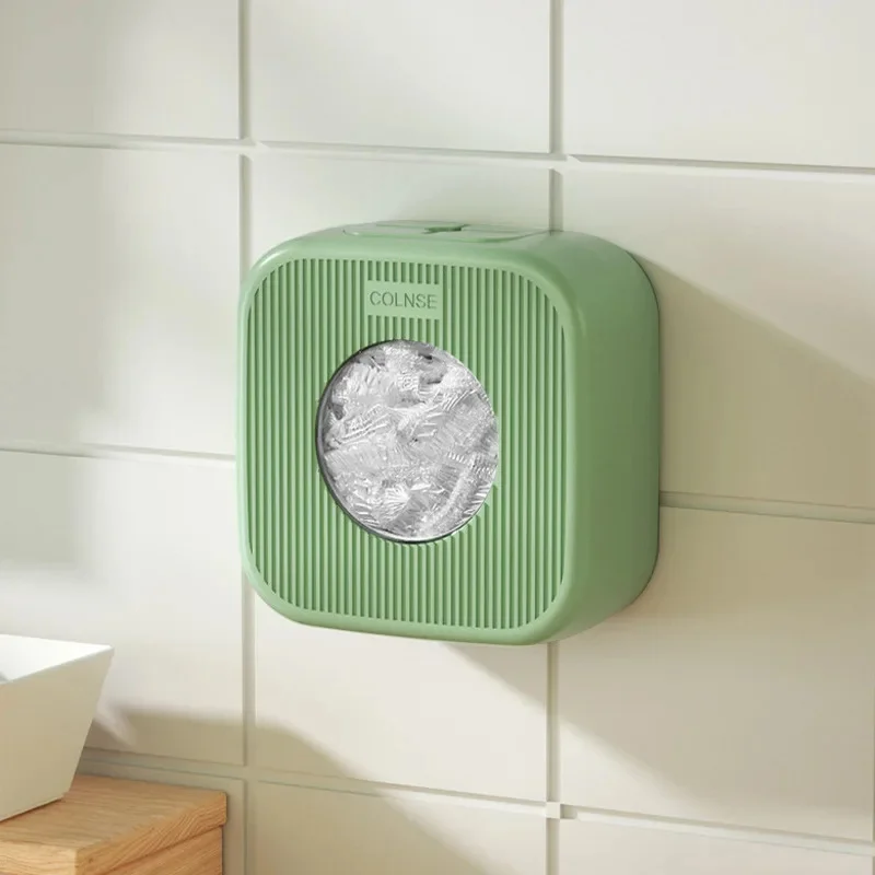 Wall-Mounted Disposable Plastic Wrap Storage Box Punch-Free Fresh-Keeping Bag Finishing Box Multi-Functional Dispenser Box