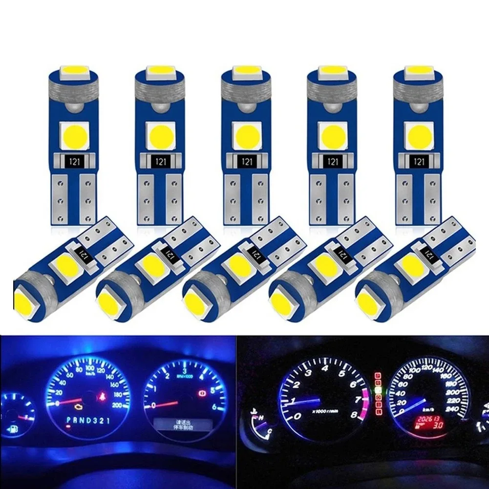 10PCS Super Bright LED T5 3SMD Car Motorcycle Dashboard Light Wedge Instrument Lamp Indicator Signal Bulbs DC12V 3030smd