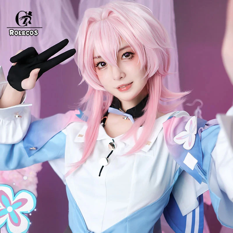 

ROLECOS Synthetic Hair Game Honkai: Star Rail March 7th Cosplay Wigs March 7th Halloween 43cm Mixed Pink Wig Synthetic Hair