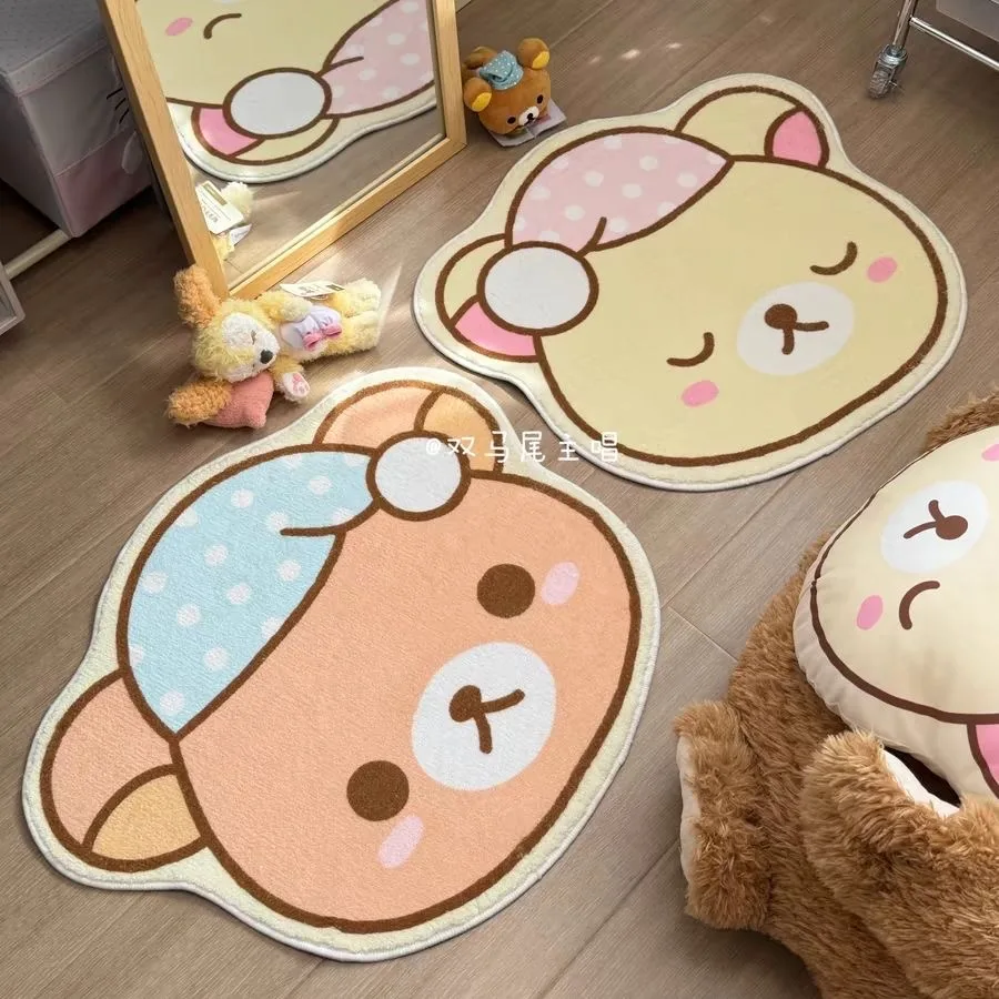 

Мультяшный коврик Rilakkumas, плюшевый коврик Kawaii Rilakkumas, мягкий напольный коврик, коврик для спальни, стула, прикроватного столика, кухни, ванной комнаты, домашний декор