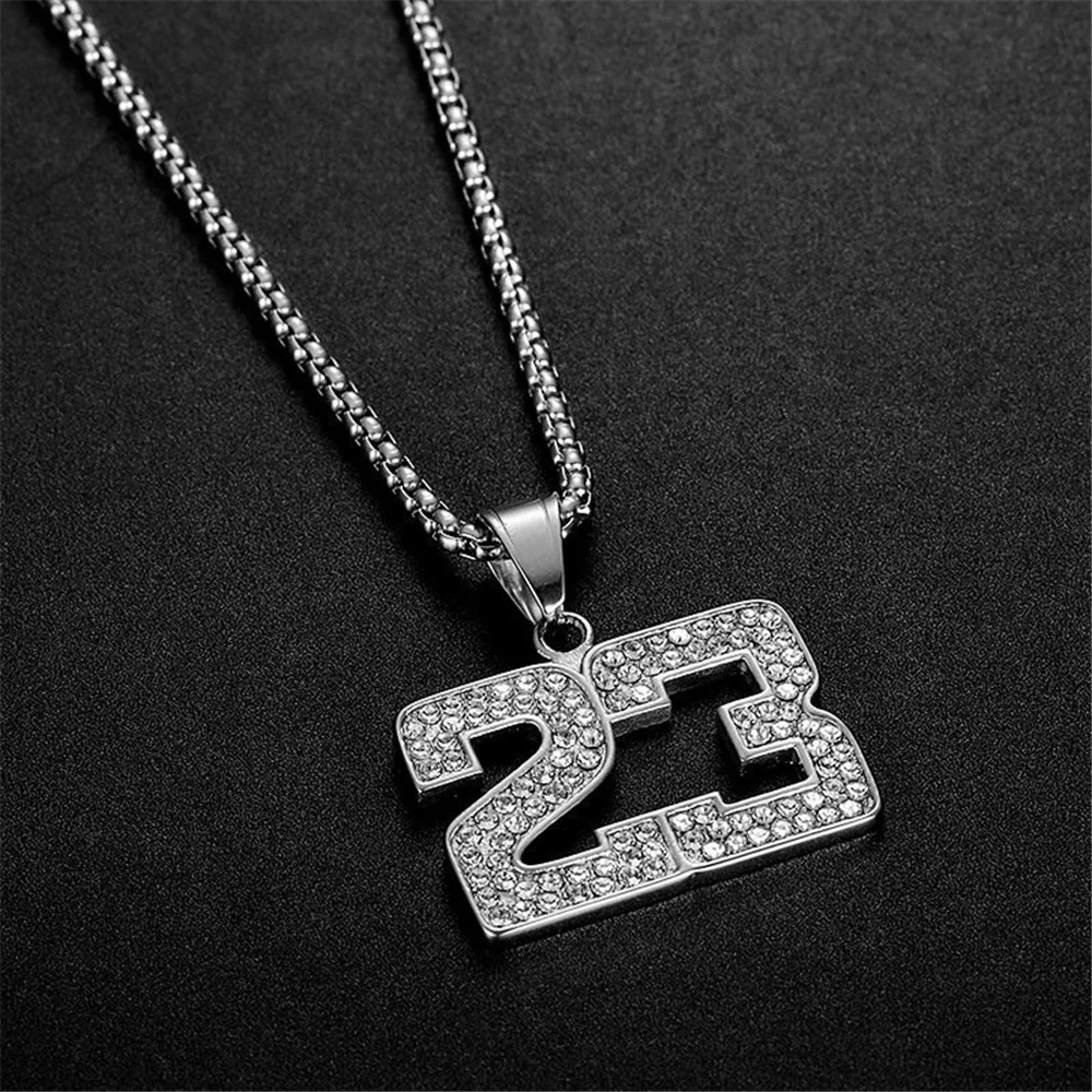 

Hip Hop Iced Out Basketball Number 23 Pendant Male Gold Color Stainless Steel Chains Necklace For Men Sports Jewelry Gift 2025