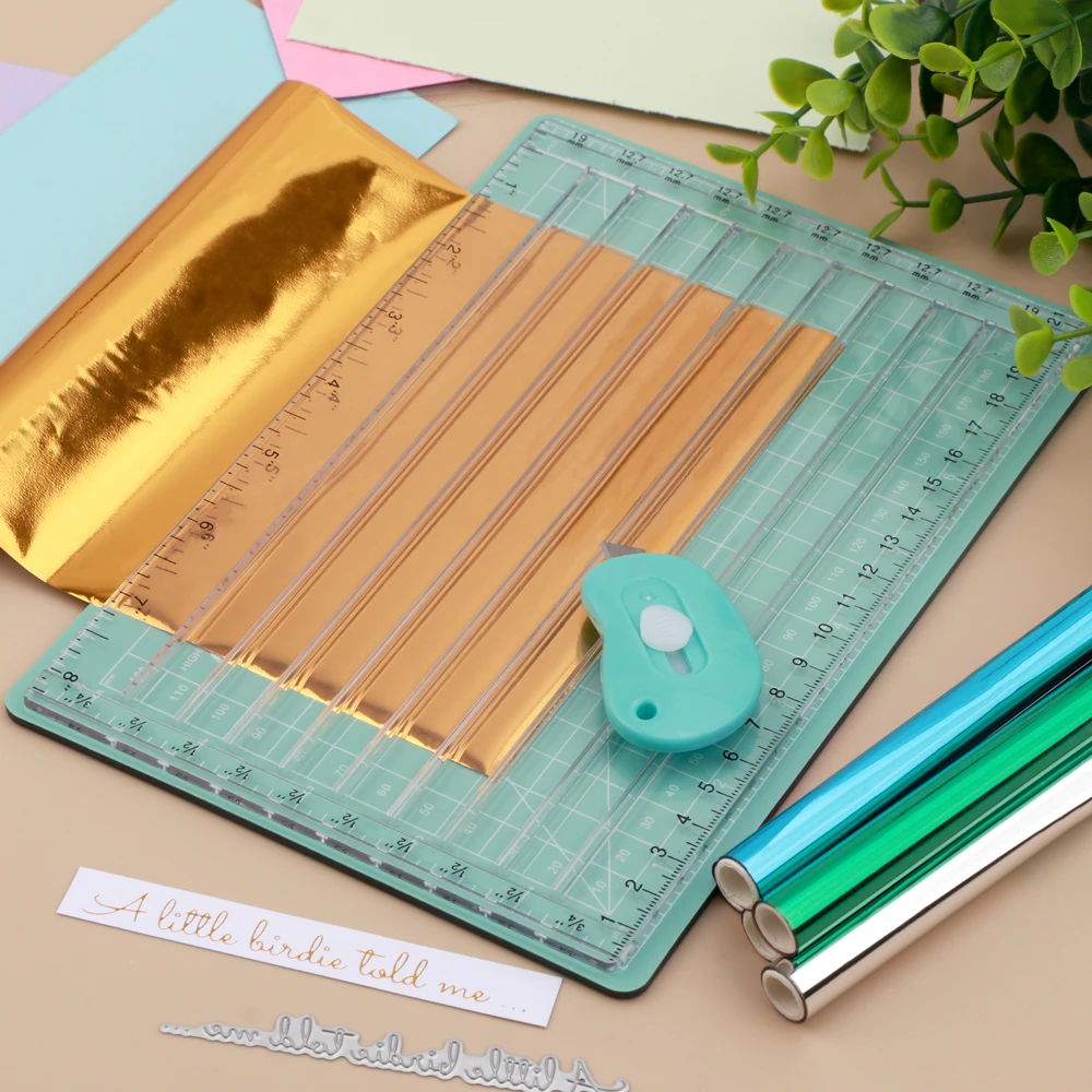Cutting Mat for Helping Grid Line Craft Foil Paper Cutters Quick Trimmer for Foil and Paper Easy Sentiment Strips Trimming Tools
