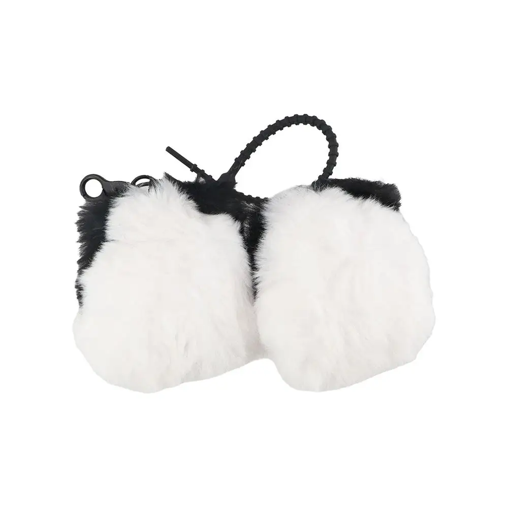 Colgante para mochila, llavero de juguete de Panda de piel de visón de imitación, hebilla de silicona, colgante de muñeco de peluche de algodón, llavero de Animal suave de Metal para niños