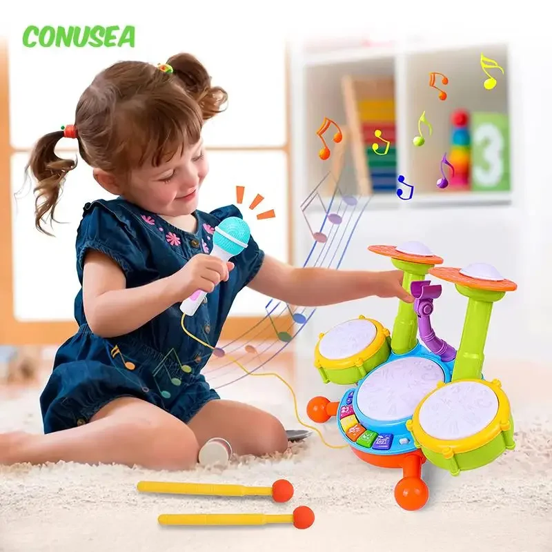 

Baby Instruments Drum Set Montessori Toys Kids Musical Toys for Toddlers Fine Motor Skills Early Educational Learning Toys