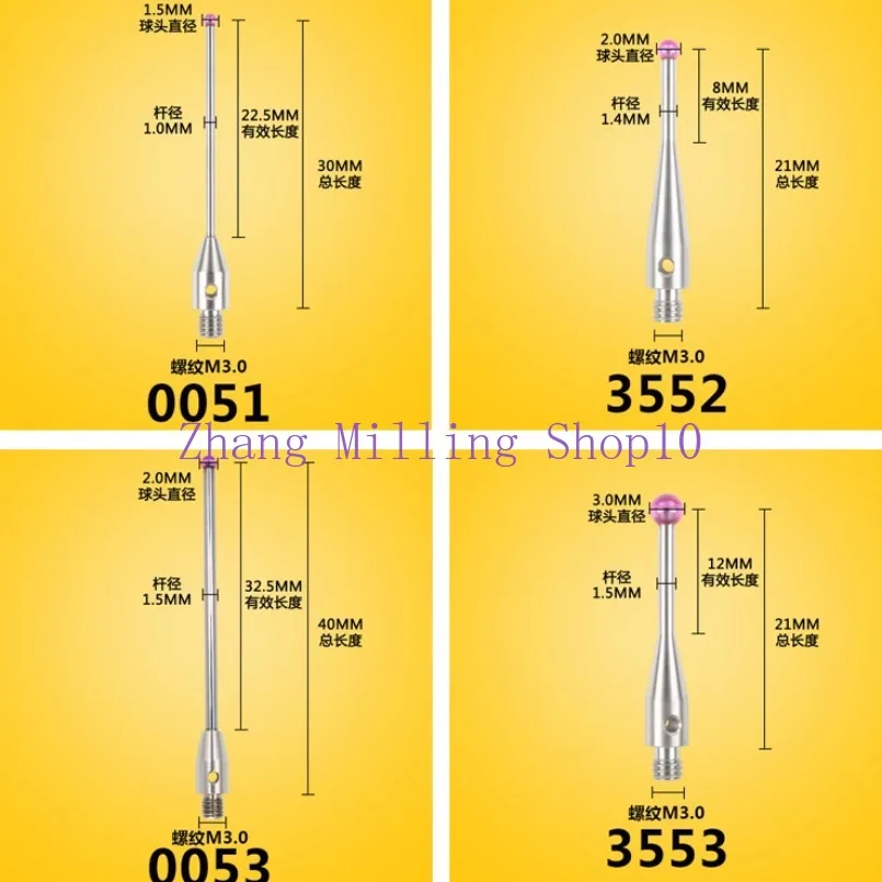 M2M3 Renishaw-Stylet tridimensionnel à trois coordonnées, 0.5/1.0/1.5/2.0/3.0