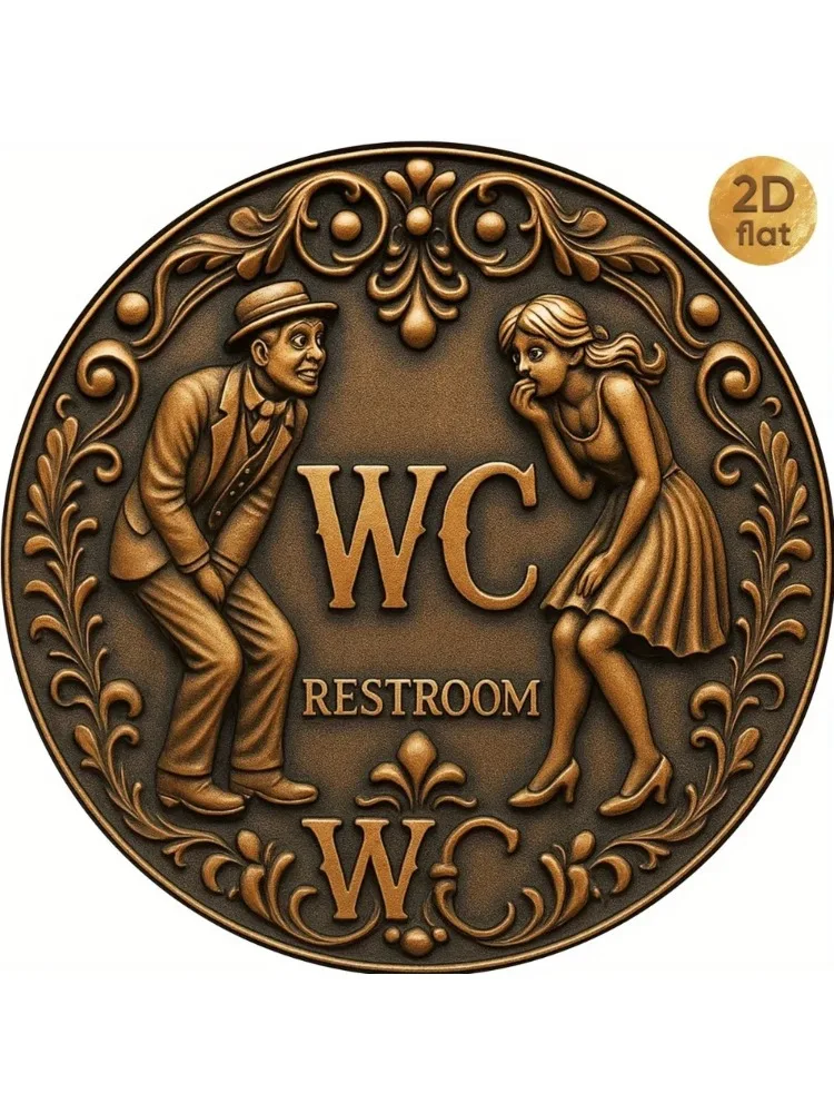 Vintage-Schild aus Eisen mit der Aufschrift „WC Restroom“ – 7,87 x 7,87 Zoll, elegante Paar-Kunst, Badezimmer-Bar-Dekoration, einfach aufzuhängen