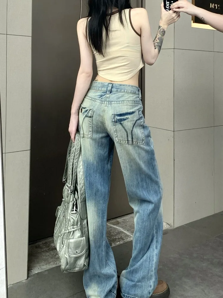 

Oversized Washed Distressed Jeans Women American Vintage Low Rise Straight Loose Wide Leg Drape Pants Harajuku Y2k Vaqueros