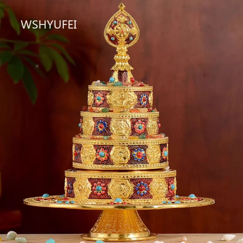Tibetan Alloy Auspicious Ornament Manza Disk Repair Religious Supplies Household Large Size Worship Decoration Ornament
