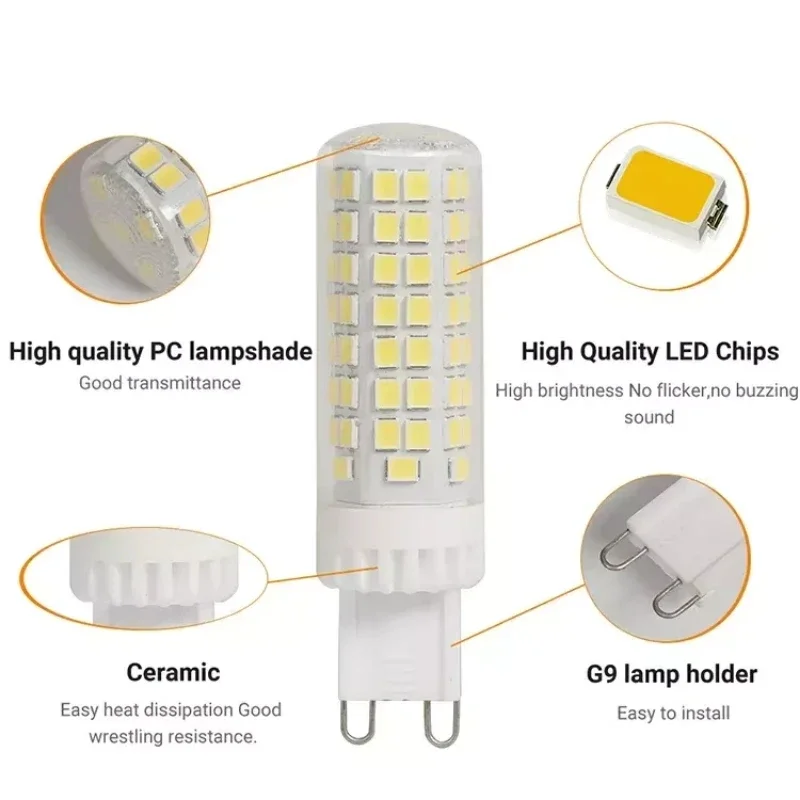 หลอดไฟ LED G9 5/1ชิ้น220V 3W 5W 7W 9W 6000K ไฟสปอตไลท์สีขาวเปลี่ยนหลอดฮาโลเจนบ้านประหยัดพลังงานลูกปัดโคมไฟสดใส