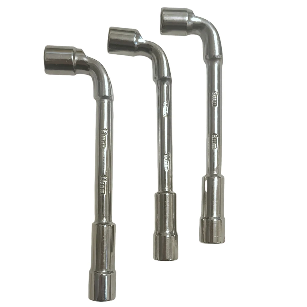 1Pc L-Type Pipe Perforation Elbow Wrench Set L Shaped Hex Socket Metric Wrench Set 6 Point 9mm 10mm or 11mm