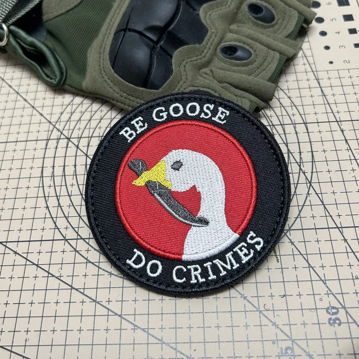 

Tactically funny goose with knife Badge Hook and loop Embroidered patch for decorating clothes, backpack and hat,gift