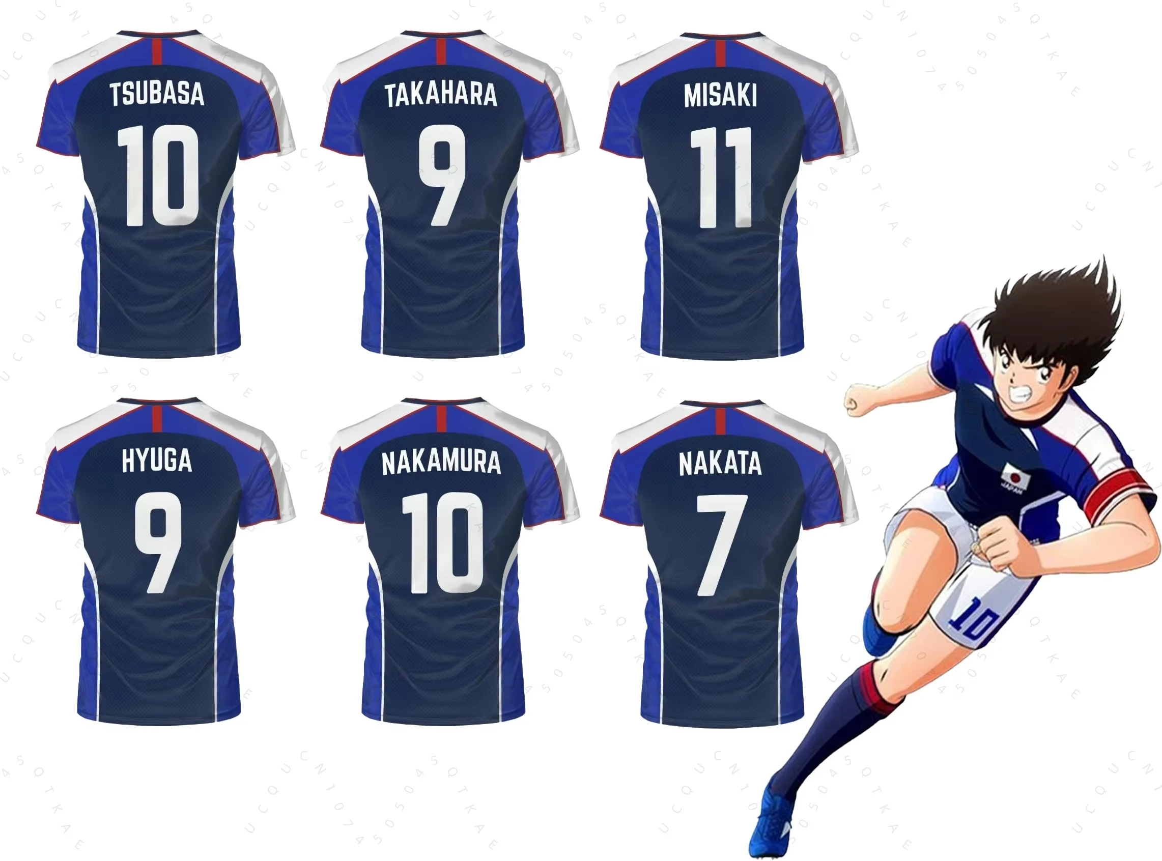 Camiseta deportiva transpirable de secado rápido con bandera japonesa de Anime Captain Tsubasa para hombres y mujeres, camiseta deportiva para ciclismo