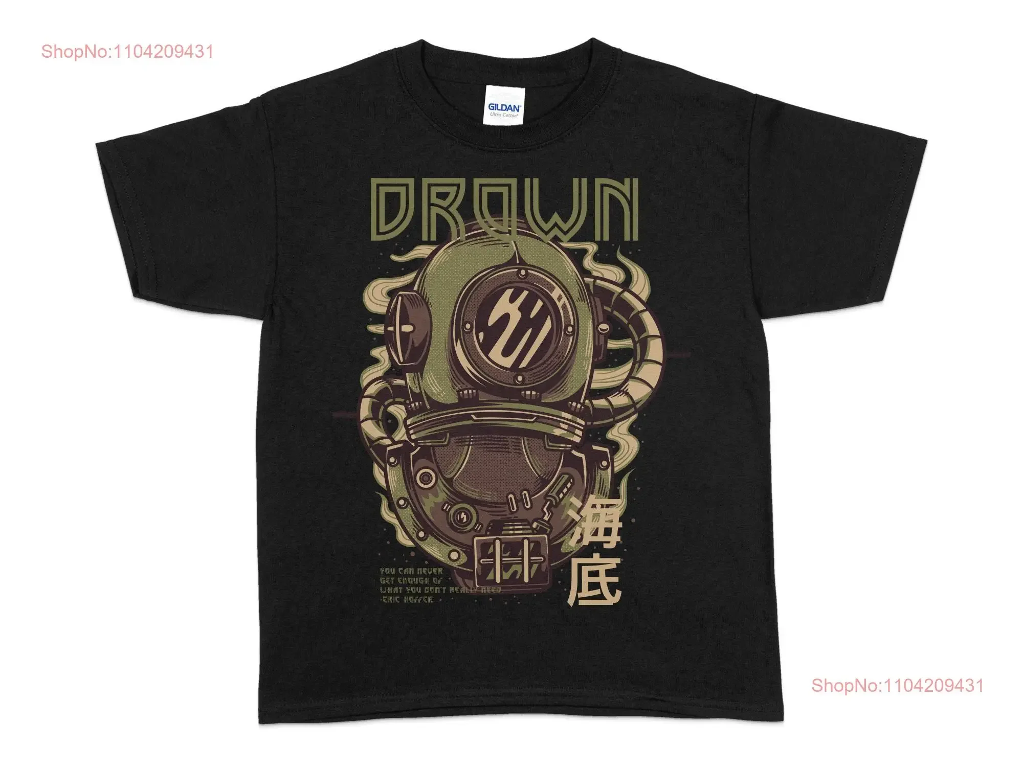 

Drown Diver men's T shirt Novelty Funny printed For Retro Vintage Streetwear Clothing Casual vintage Washed Versatile Soft