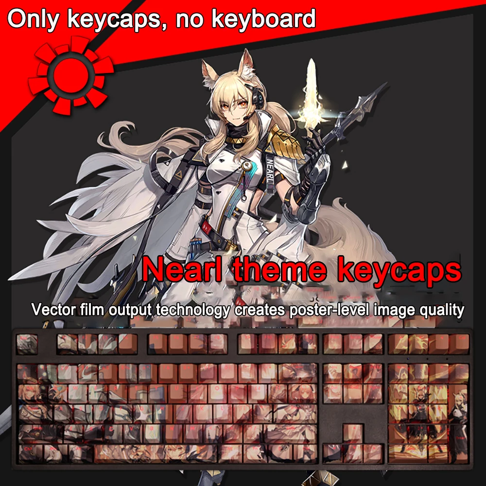 108 Keys Arknights Keycaps Magallan Keycaps PBT Dye Subbed Cherry Backlit Keycaps Anime Key Caps For ANSI 61 87 104 108 Layout