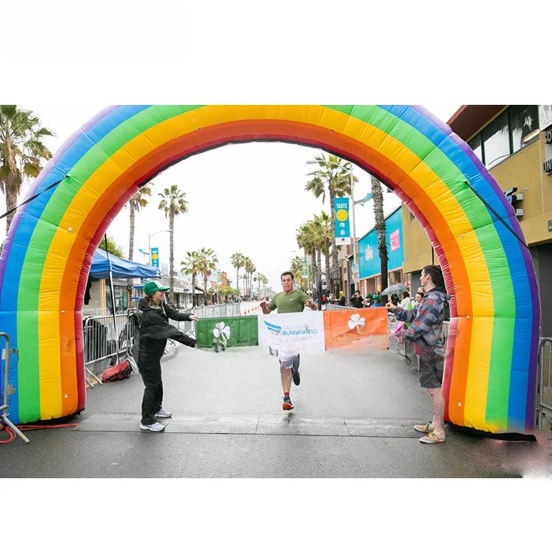 wedding arch Customized suitable for party events 6x4.2m beautiful inflatable rainbow arch with banner