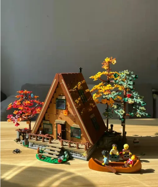 NEW A- Frame Cabin Forest House DIY  21338 Building Blocks stock Street View Bricks Toy For Children Gifts