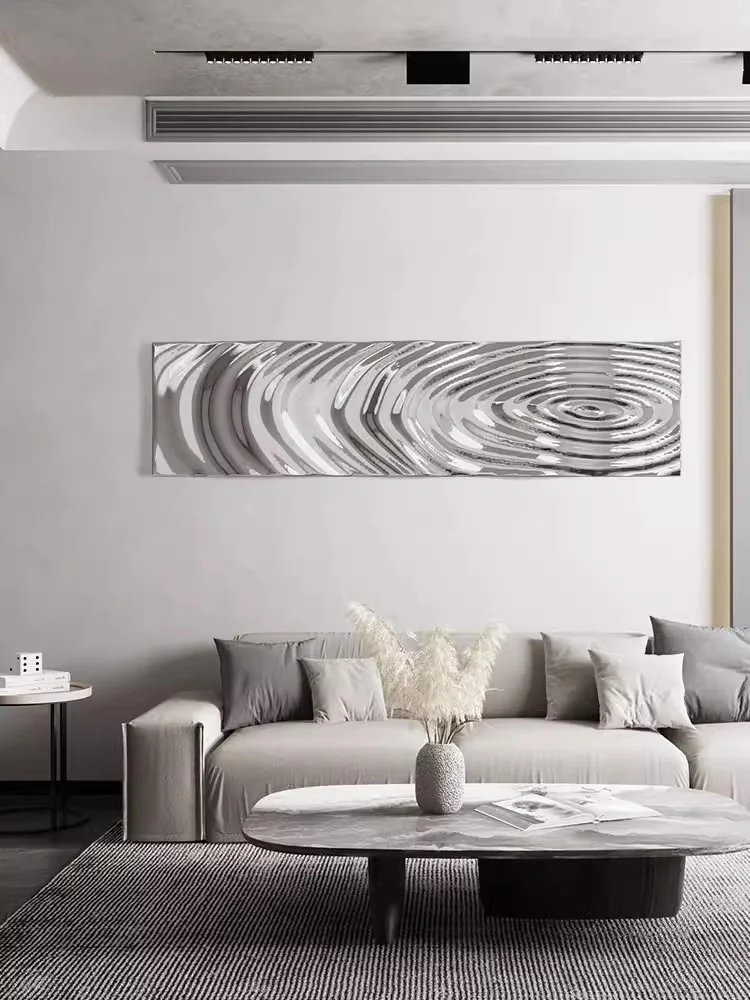 

Stainless steel water ripple living room sofa Bedside dining room background light luxury wall decoration wall hanging