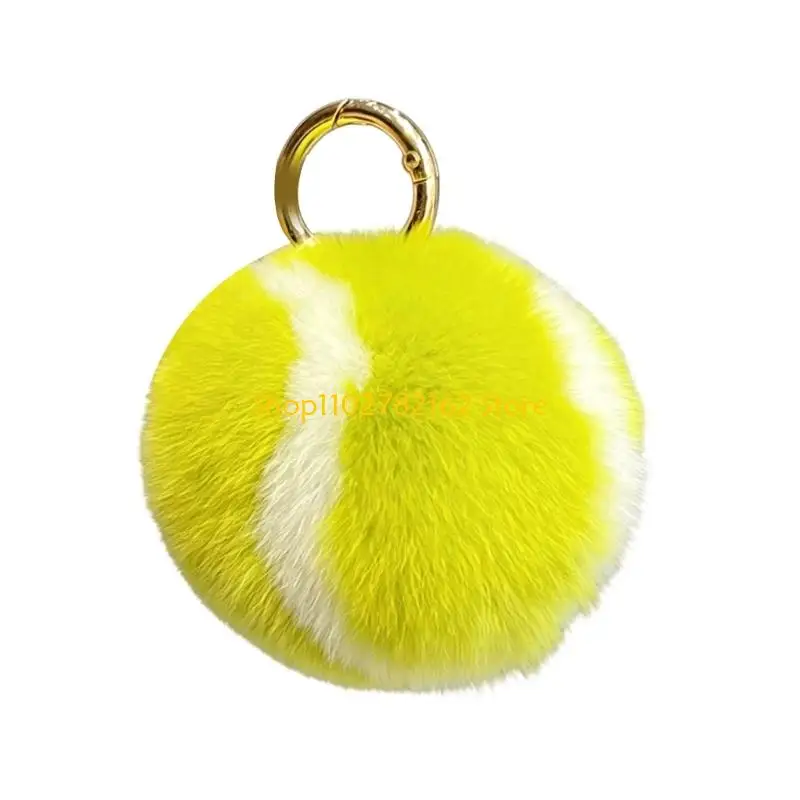 547B Lovely Tennis Ball Plush Keychain Car Keys Accessory Decorative Gift for Her