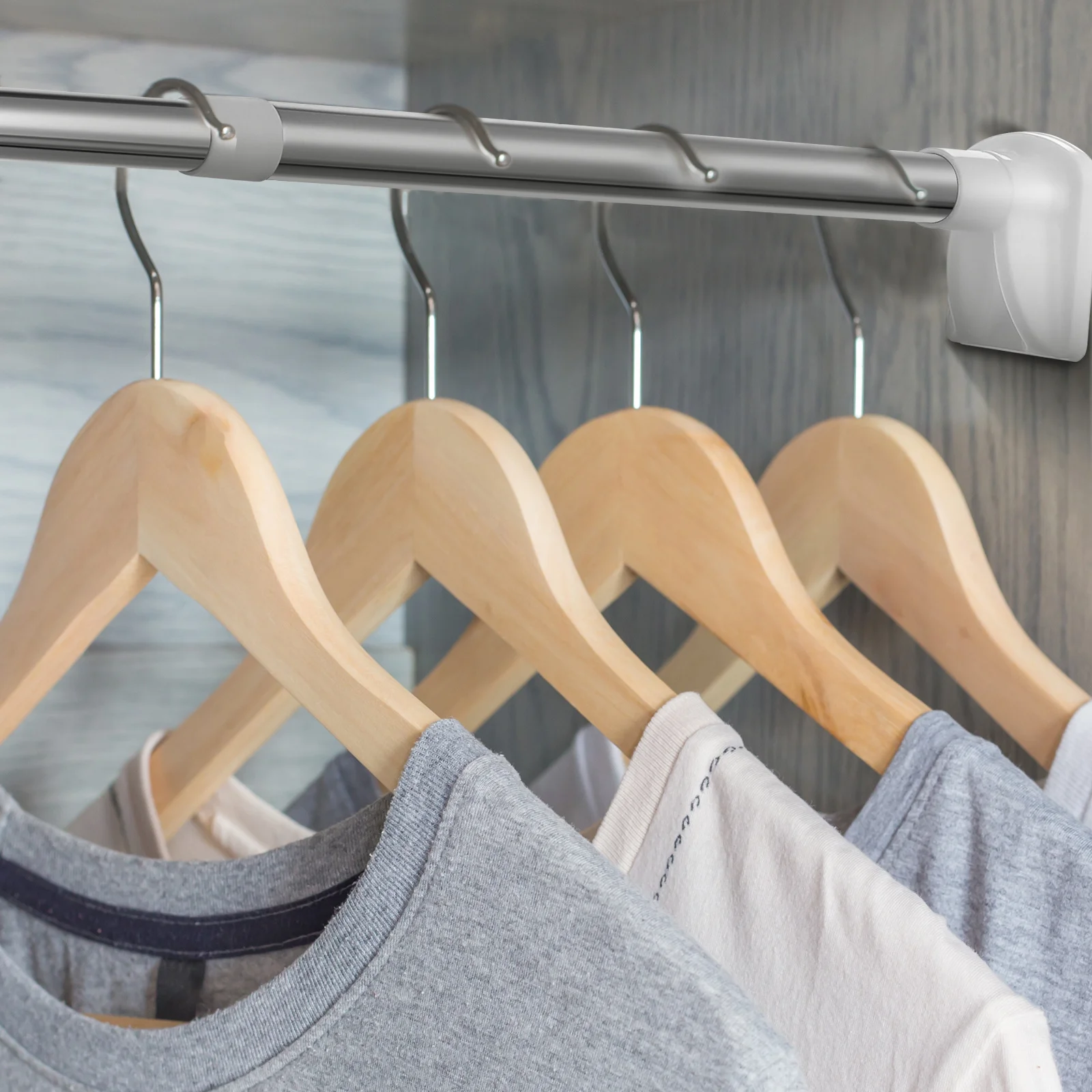 

2Pcs Stainless Steel Closet Extension Rod Heavy Duty Hanging Bar for Clothes No Installation Drilling Needed Dorm Wardrobe