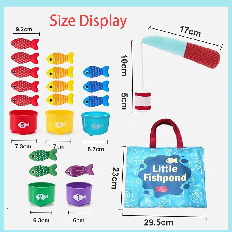 

Creativity Fishing Game Toy Foldable Set Squishy Fabric Fish with Rod Cups Educational Sensory Toy for Toddler Parent-child Play
