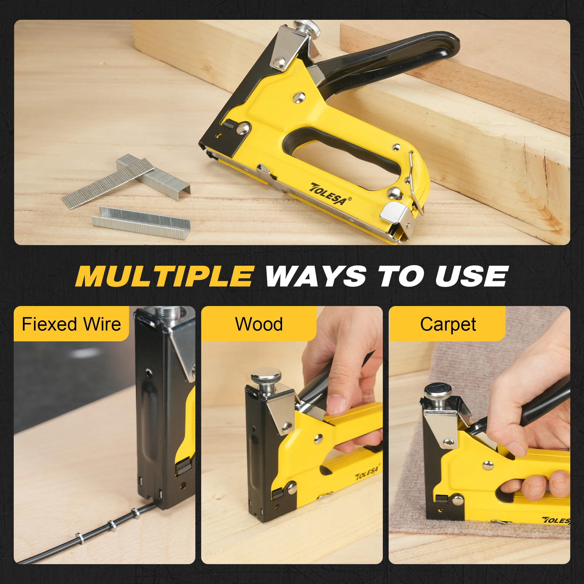 TOLESA الثقيلة التيلة مجموعة أدوات المسدس 4 في 1 المفروشات دليل دباسة بندقية مع 2000 ستابلز للخشب النجارة الحرف الجدار DIY بها بنفسك