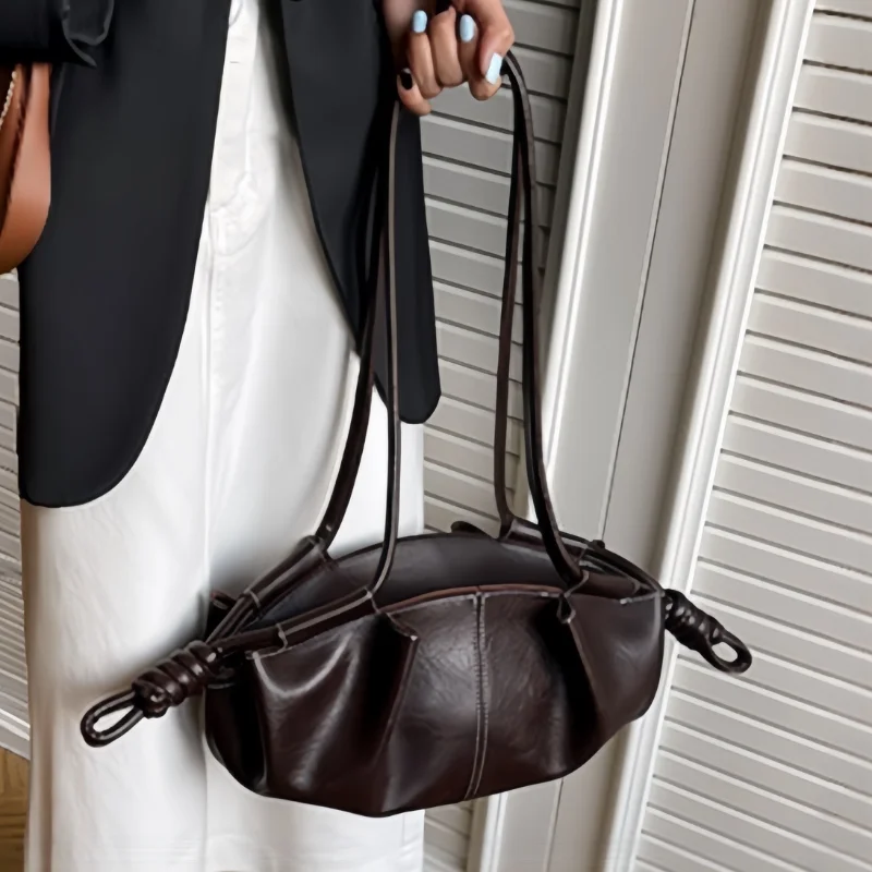 

Сумка через плечо Wrinkled Cloud для женщин, модная повседневная сумка-тоут на молнии, мягкая универсальная сумка через плечо для поездок на работу с дизайном в виде узла из веревки