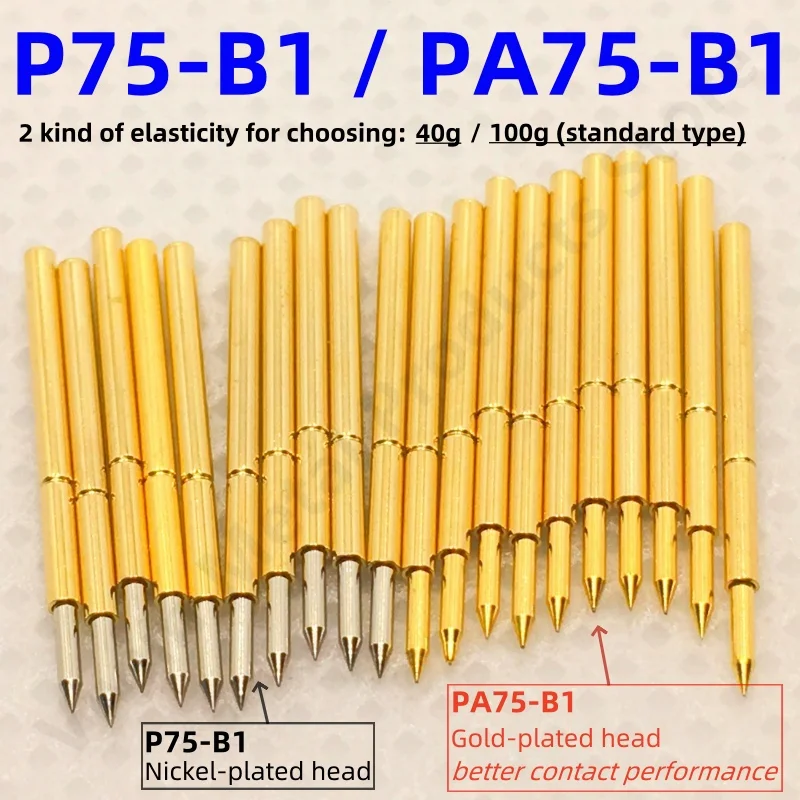 20/100PCS P75-B1 Spring Test Probe P75-B Test Pin PA75-B PA75-B1 Test Tool 16.3mm Dia 1.02mm Needle Tip Dia 0.66mm Pogo Pin