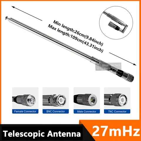 27mhz teleskopantenn TNC BNC-kontakter med hög förstärkning kompatibel med Quansheng Kenwood ICOM Motorola walkie-talkie-tillbehör 10 best sales Motorola-antenn - №3