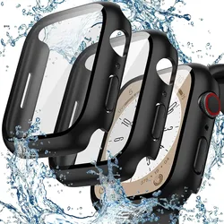 Glass+cover For Apple Watch 9 Case 45mm 41mm 44mm 40mm 42mm 38mm Accessories Plated Screen Protector iWatch series 6 5 3 se 7 8