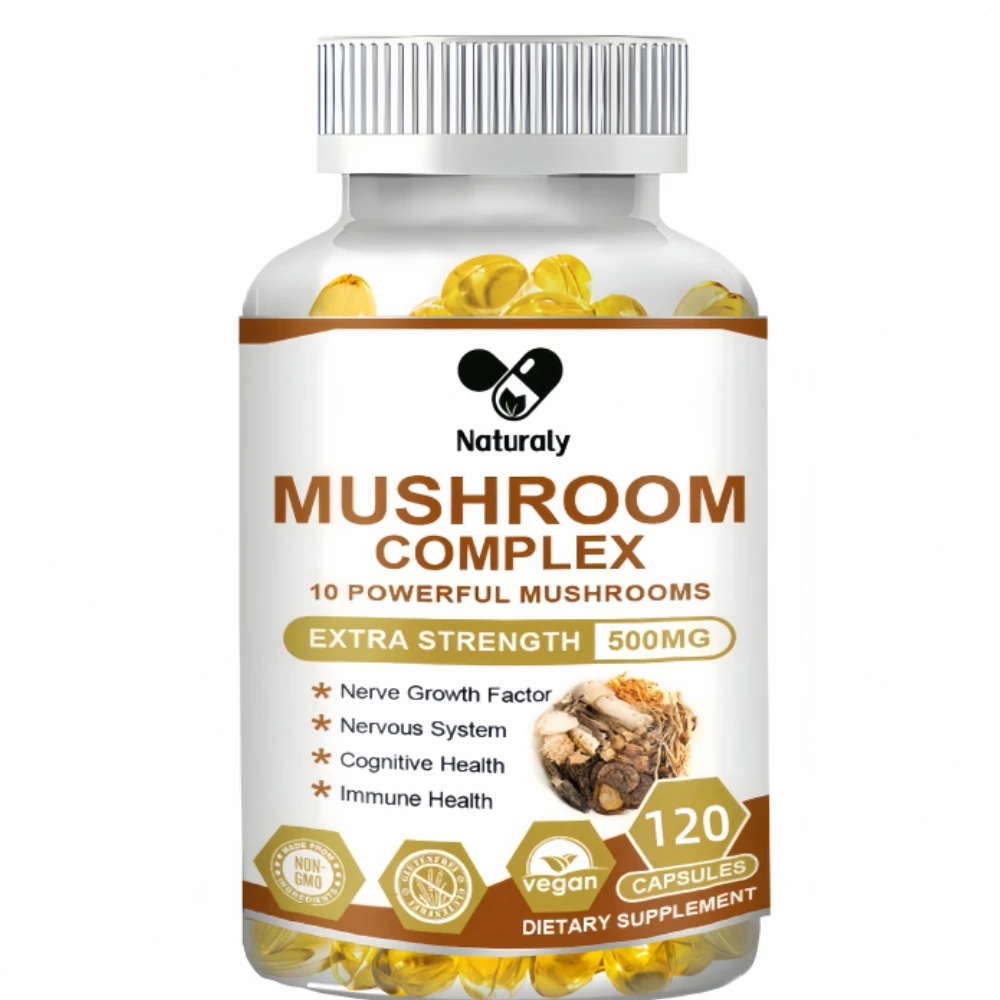 10 Complex Mushroom Capsules Coffee Substitute Energy & Boosting immunity Ganoderma lucidum extract supplement