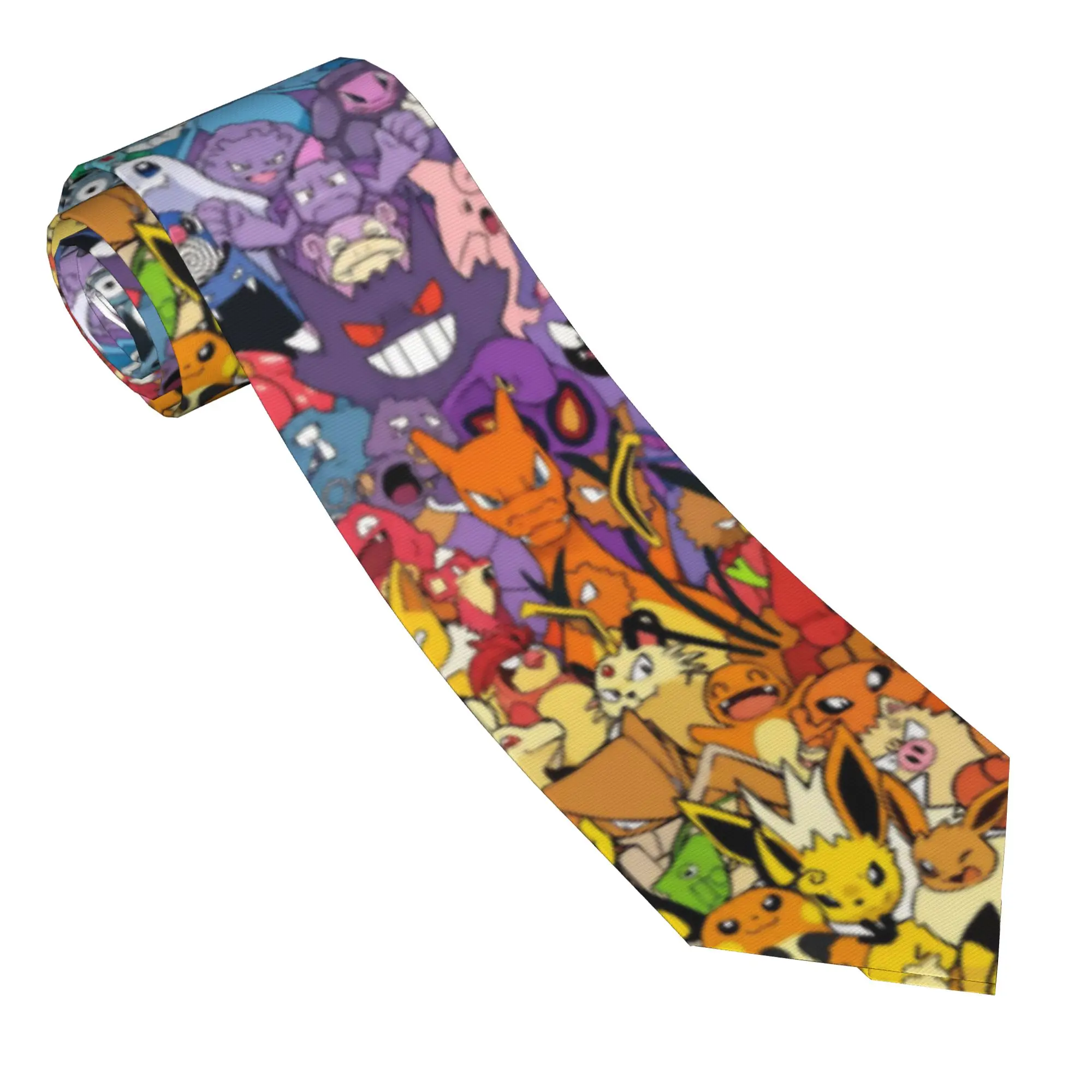 Neckties Poke-Mon Cute Cartoon Men Women Silk 8 cm Narrow Neck Tie  for Mens Shirt Accessories Cravat Wedding Cosplay Props