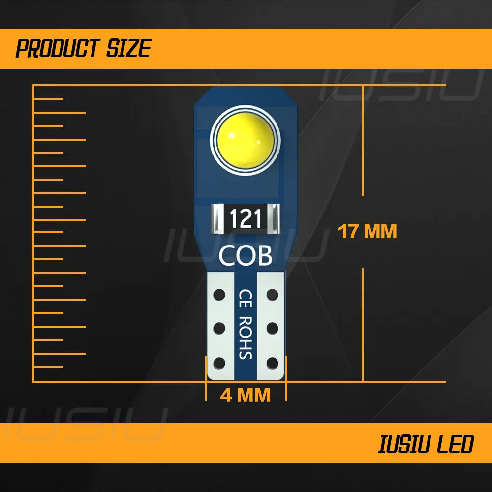 IUSIU 8PCS W3W T5 Led Car Light 73 74 17 27 COB Instrument Dash Dashboard Indicator Neo Wedge Meter Signal Bulb Lamp Auto 12V