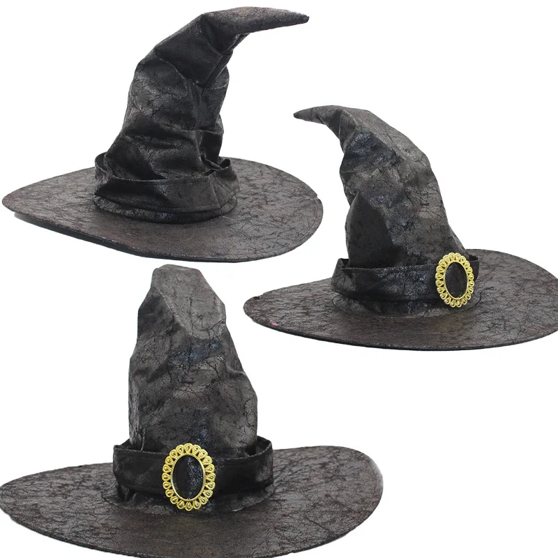 Sombreros de bruja de Halloween para mujeres y hombres, sombrero de mago negro, fiesta de Mascarada, Cosplay, accesorios de espectáculo, decoración, sombreros de fiesta de Carnaval