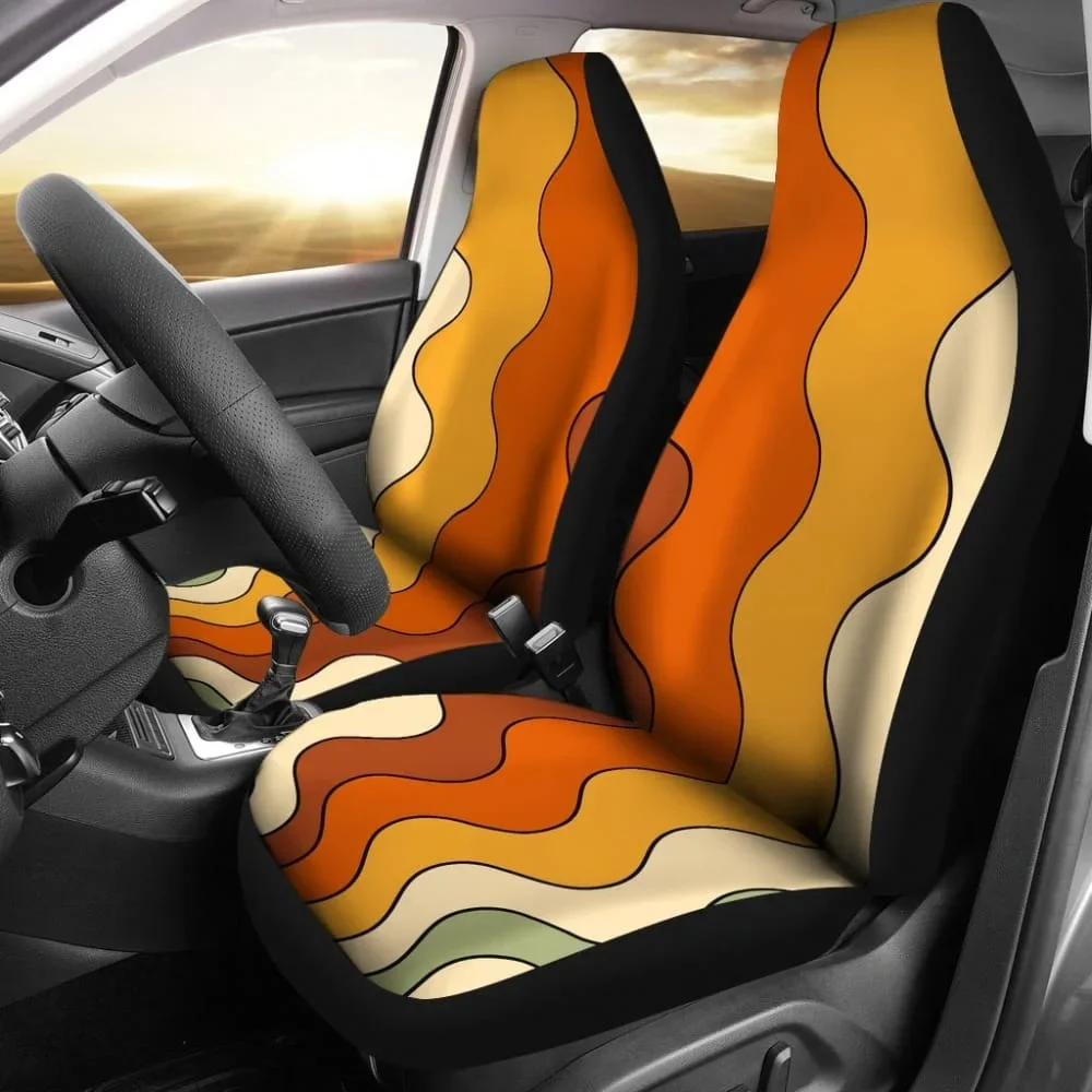 

Retro Vibes Car Seat Covers,Pack of 2 Universal Front Seat Protective Cover