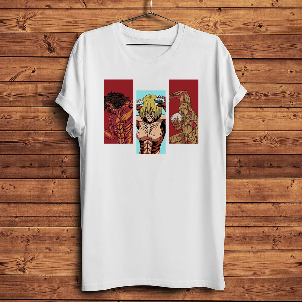 AOT All Titans Attack anime Funny manga T Shirt Men Daily Short Sleeve Casual TShirt Unisex Tee Shingeki No Kyojin