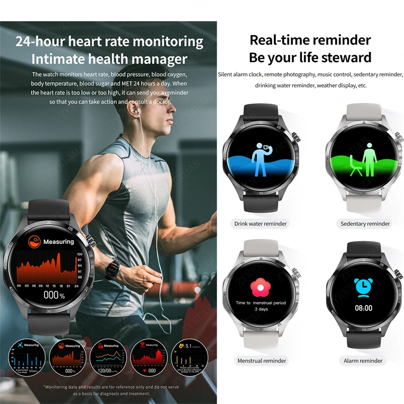 New For Huawei GT4Pro Smart Watch Men NFC HD Bluetooth Call GPS Tracking Waterproof Heart Rate Blood Pressure Sports Smart Watch