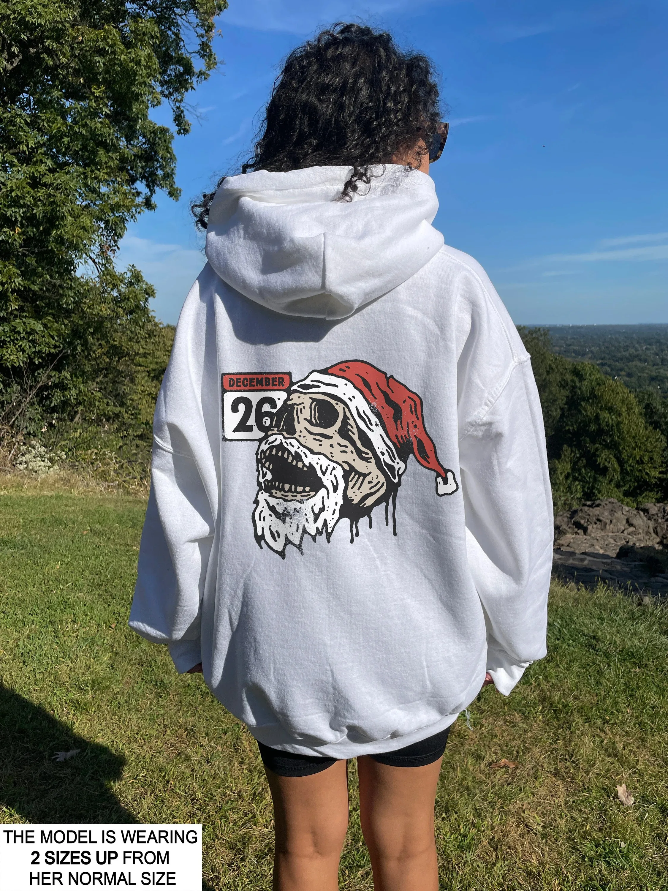 

Christmas Skull Print Cotton Hoodie Stylish and Comfortable Sweatshirt for Christmas - Themed Parties