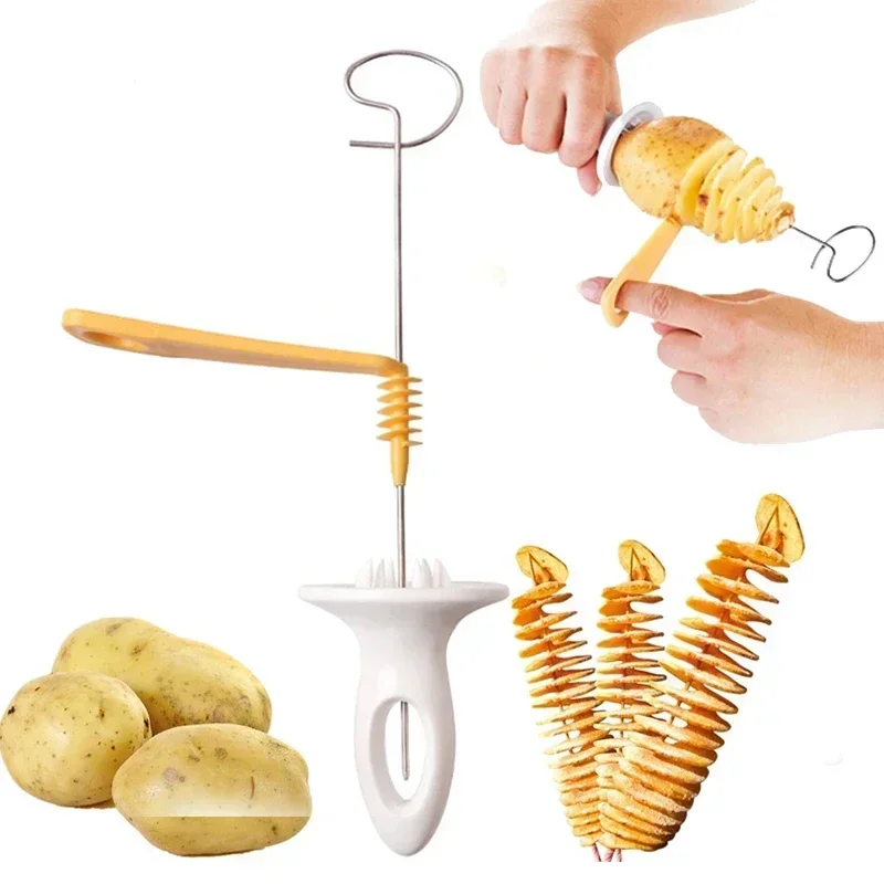 6Pcs Stainless Steel Spiralizer Set Multi-Functional Vegetable Cutter Perfect for Making Spiral Potatoes Carrots Kitchen Tool