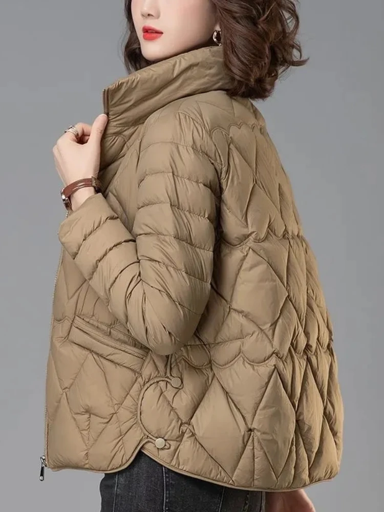 Chaqueta ligera de plumón de algodón para mujer, abrigos cortos, ropa de Madre de mediana edad, prendas exteriores, Otoño, 2024