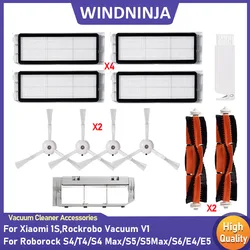 Hepa Filter Side Main Brush For Xiaomi 1S SDJQR01RR SDJQR02RR Rockrobo Vacuum V1 For Roborock S4 S4 Max T4 S5 S6 S6 Pure Parts