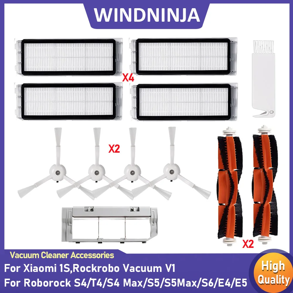 Filtr Hepa Szczotka Boczna Szczotka Główna Do Xiaomi 1S SDJQR01RR SDJQR02RR Rockrobo Vacuum V1 Do Roborock S4 S4 Max T4 S5 S6 S6 Pure Części Zamienne