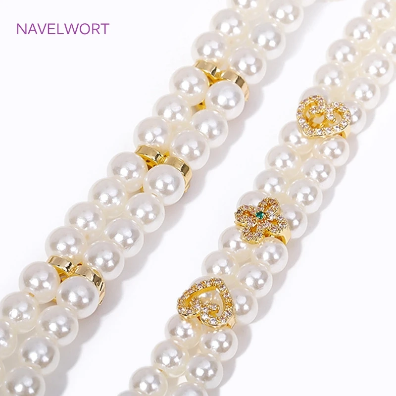 Trendy 2 Hole Separators 18K Gold Plated Inlaid Zircon Flower/Heart Shape Connector For Jewelry Making DIY Bracelets Accessories