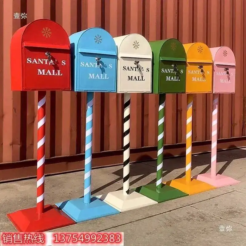 Style Industrial Large British Mailbox - Vintage European Iron Freestanding Garden Decor for Courtyards Modern Mailbox